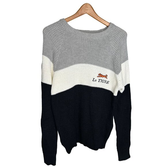 Le Tigre Mens Colorblock Sweater Embroidered Logo Crewneck Knit Sizes Small - XL - Picture 4 of 13